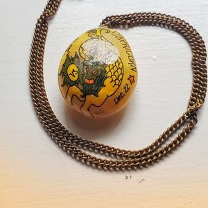 🎄 SALE!! Vintage hand painted Capricorn stone pendant